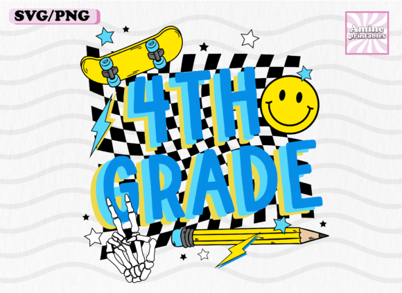 Fourth Grade Retro School Boy Pencil SVG