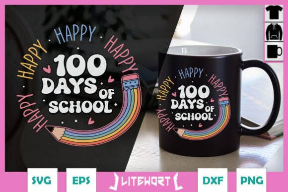 Happy 100 Days School Groovy Pencil SVG Review